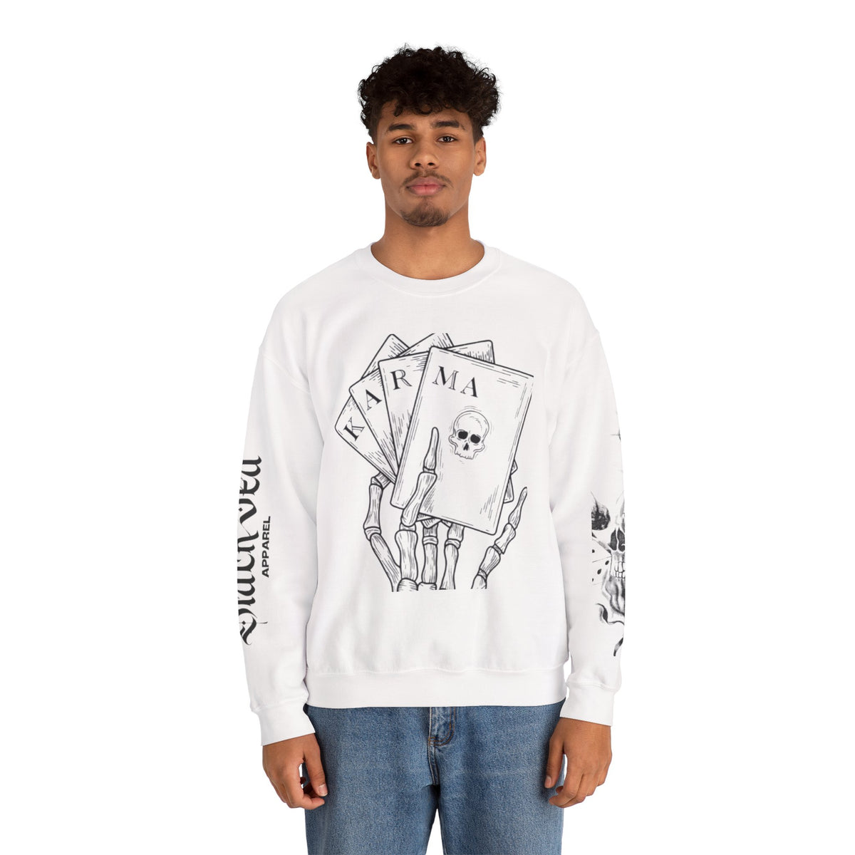 Karma Vibes Crewneck Sweatshirt, Unisex Sweatshirt, Skull Design, Casual Clothing, Gift for Him/Her, Fall Fashion