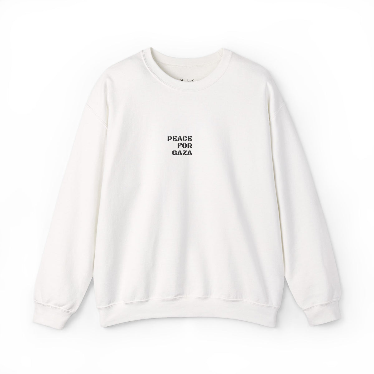 Peace for Gaza Crewneck Sweatshirt — Minimal Solid White Protest Sweater