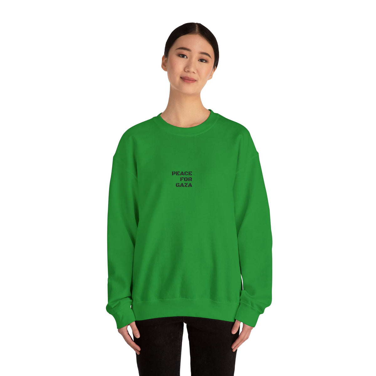 Peace for Gaza Crewneck Sweatshirt — Minimal Solid White Protest Sweater