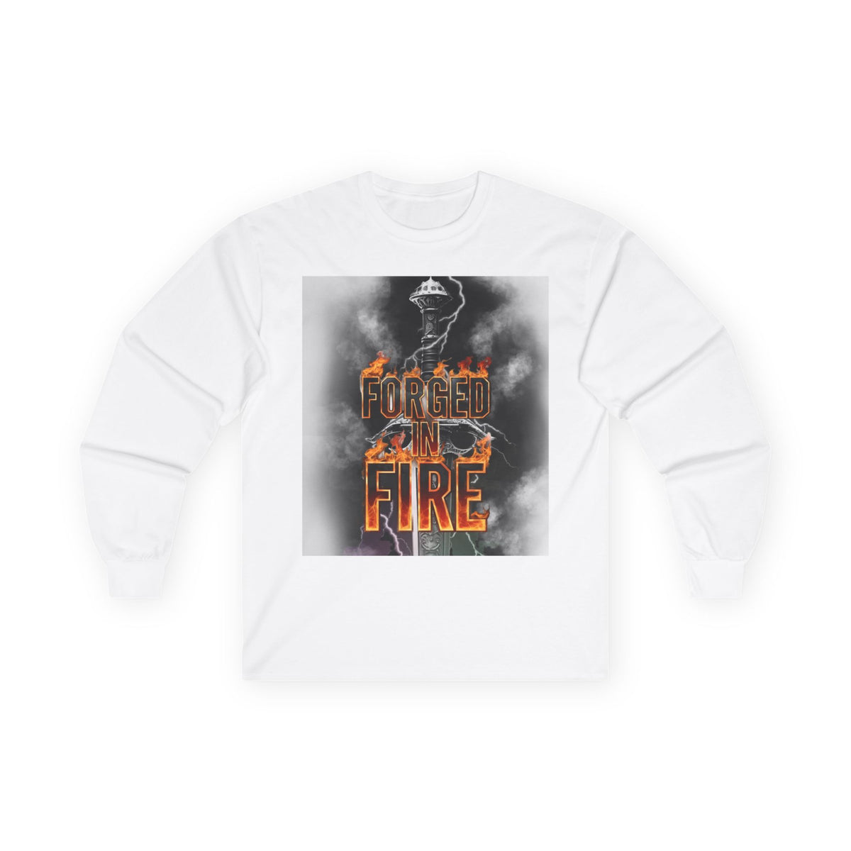 Men's Graphic Long Sleeve Tee with Sword Design - Perfect Gift for Fantasy Lovers, Cosplay, Halloween, and Casual Wear