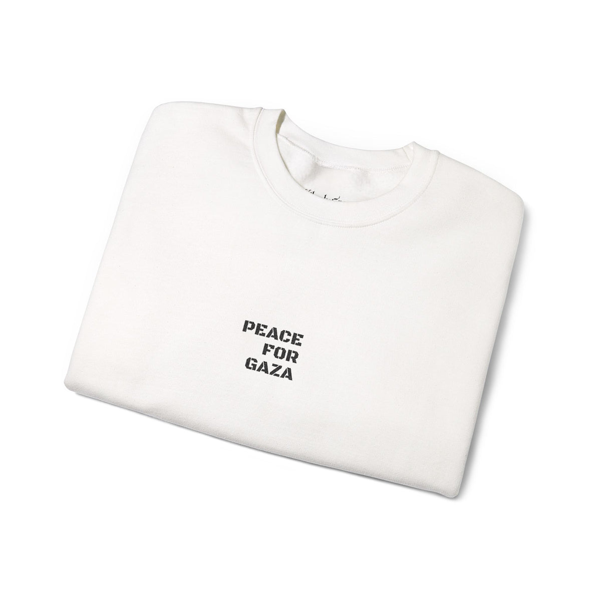 Peace for Gaza Crewneck Sweatshirt — Minimal Solid White Protest Sweater