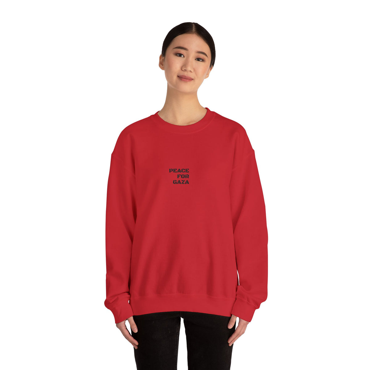 Peace for Gaza Crewneck Sweatshirt — Minimal Solid White Protest Sweater