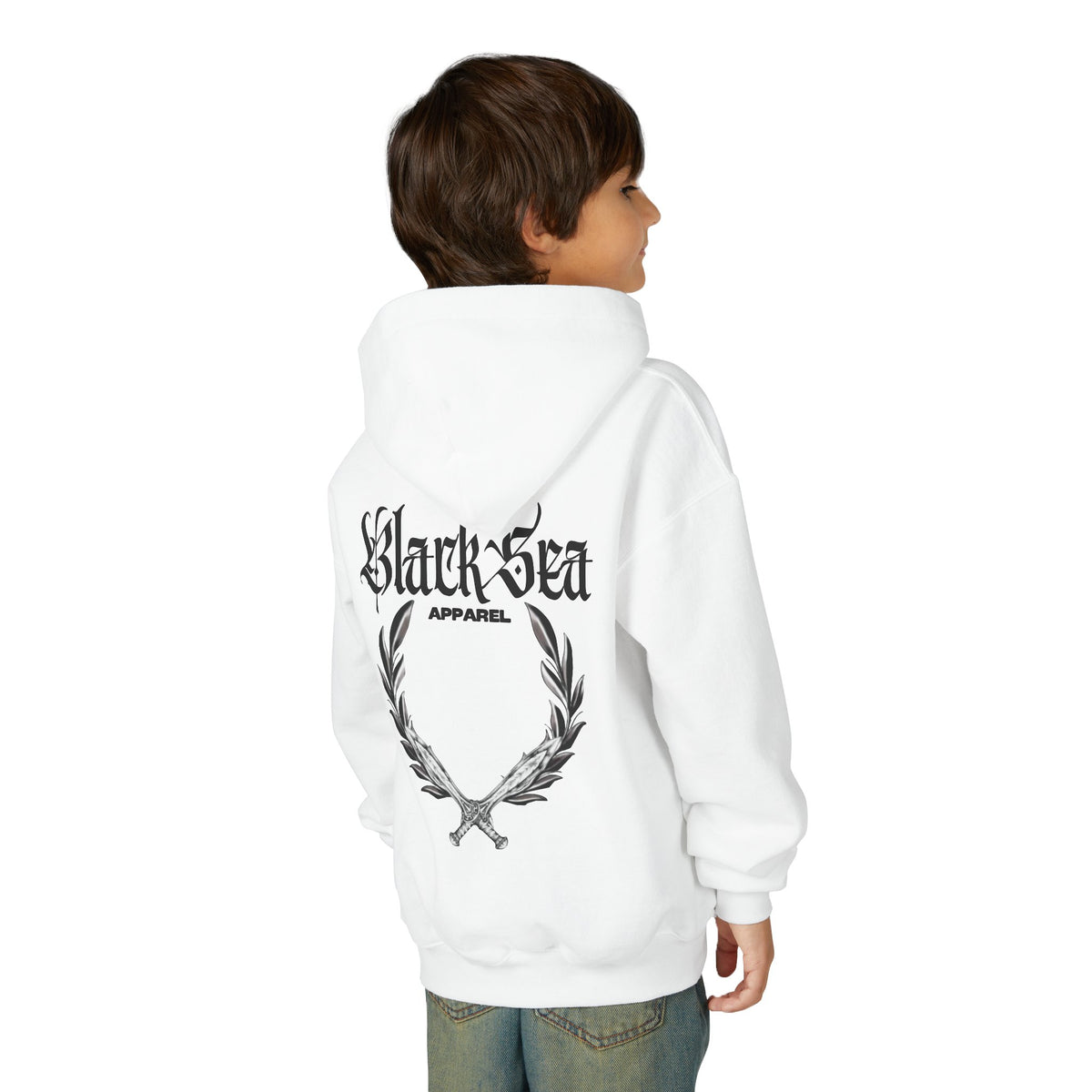 Cozy Youth Hoodie with Black Sea Design, Unisex Sweatshirt, Casual Fashion, Great for Year-Round Wear, Perfect Gift for Teens