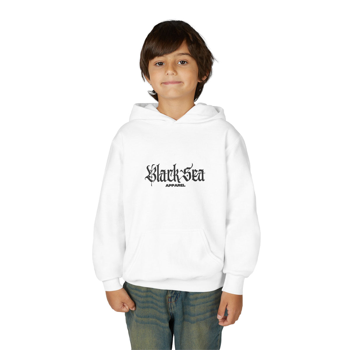 Cozy Youth Hoodie with Black Sea Design, Unisex Sweatshirt, Casual Fashion, Great for Year-Round Wear, Perfect Gift for Teens
